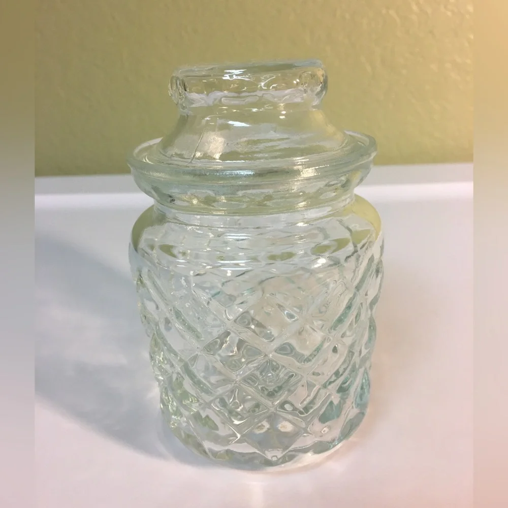 Vintage Clear Glass Jar With Lid
